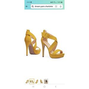 New Sz 9.5 Dream Pairs Yellow Charlotte Platform Stiletto High Heel Dress Shoes